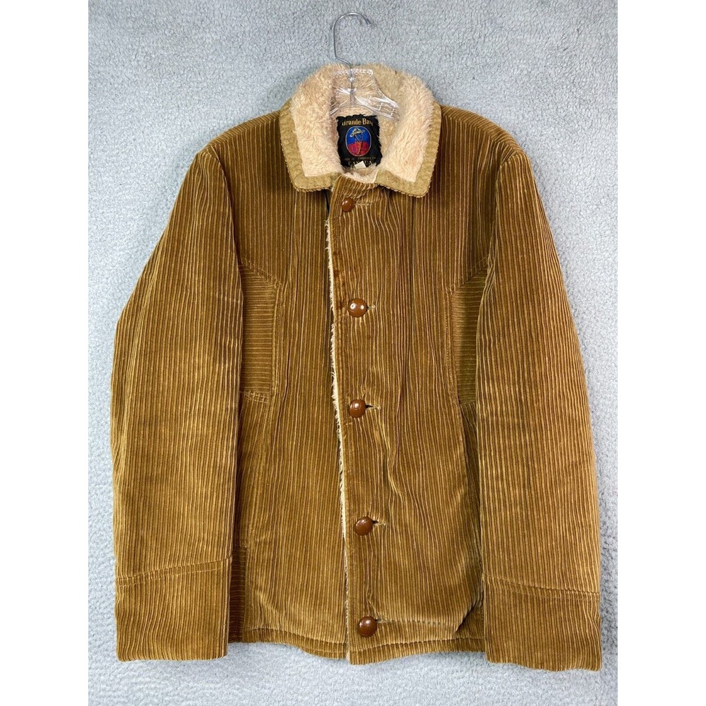Vintage Grande Bay Corduroy Jacket Men Size 40 Brown Sherpa Lined Made In Canada